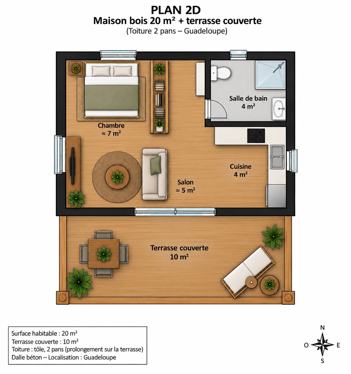 Plan 2D — Bungalow « BALISIER »