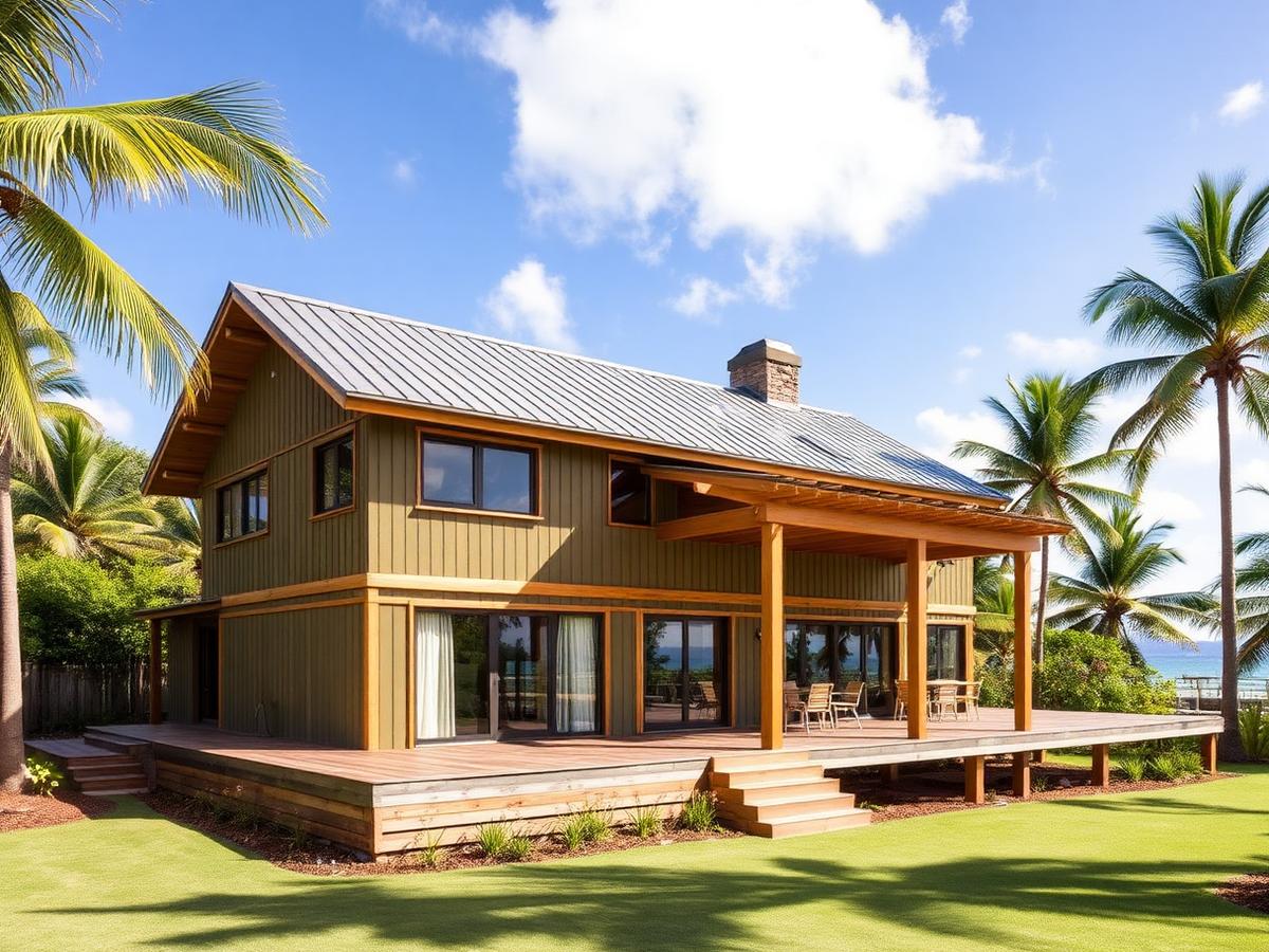 Maison ossature bois avec terrasse couverte à Baie-Mahault